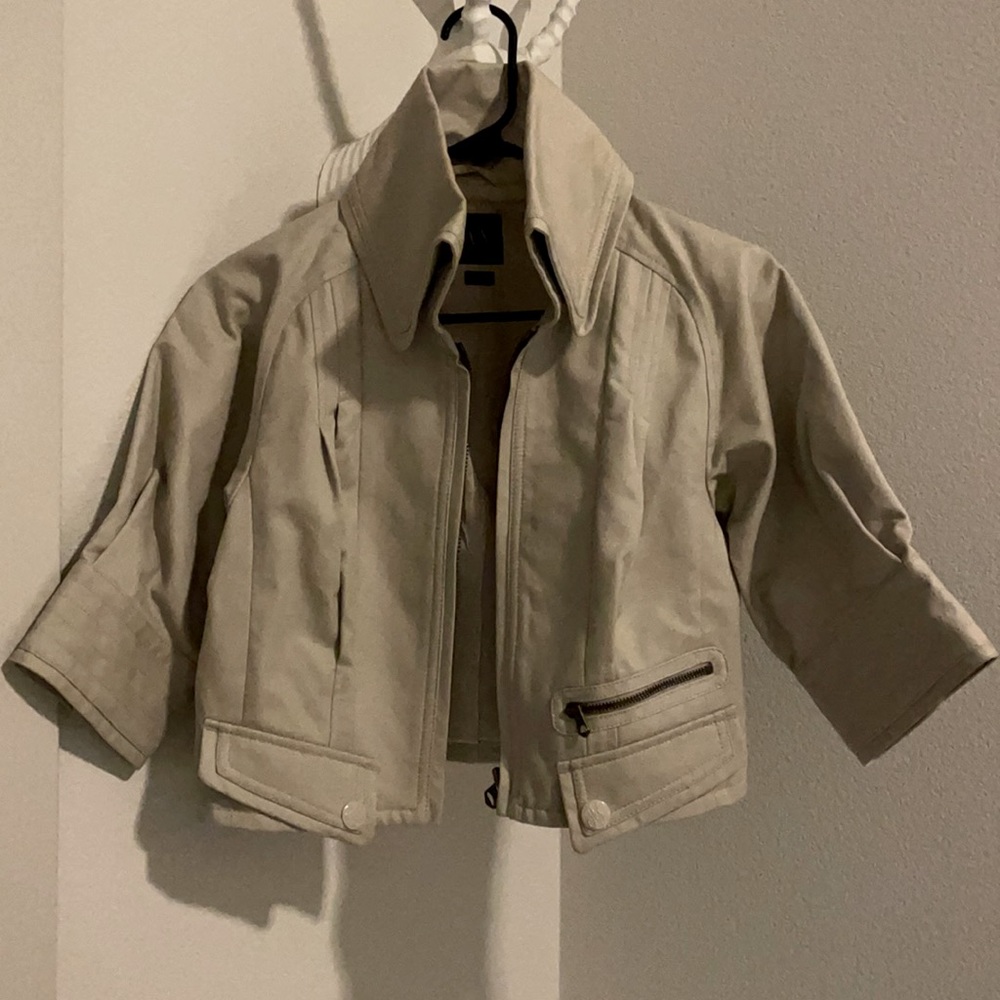 Beige Cargo Denim Cropped Jacket Armani Exchange